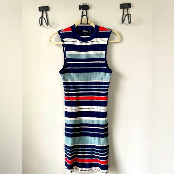 Lulus Dresses & Skirts - Lulu’s, women’s large, ribbed striped high neck sleeveless mini dress